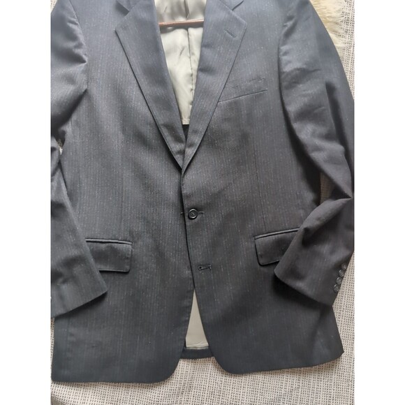 Hects Cricketeer Vintage Suit Jacket Men's 46R Dark Gray Wool Light Pinstripe - Picture 4 of 7